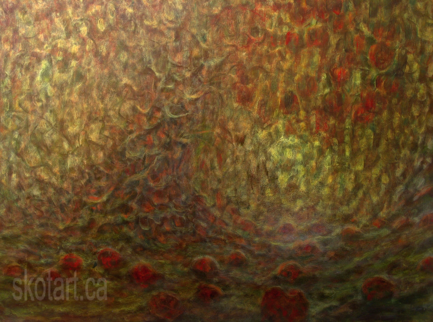 landscape painting, art  orchard, fruit tree, skotart, skot, skotmacdougall