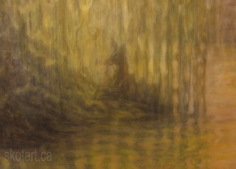 skot art willow tree sanctuary with resting deer painting by skot macdougall sarnia ontario