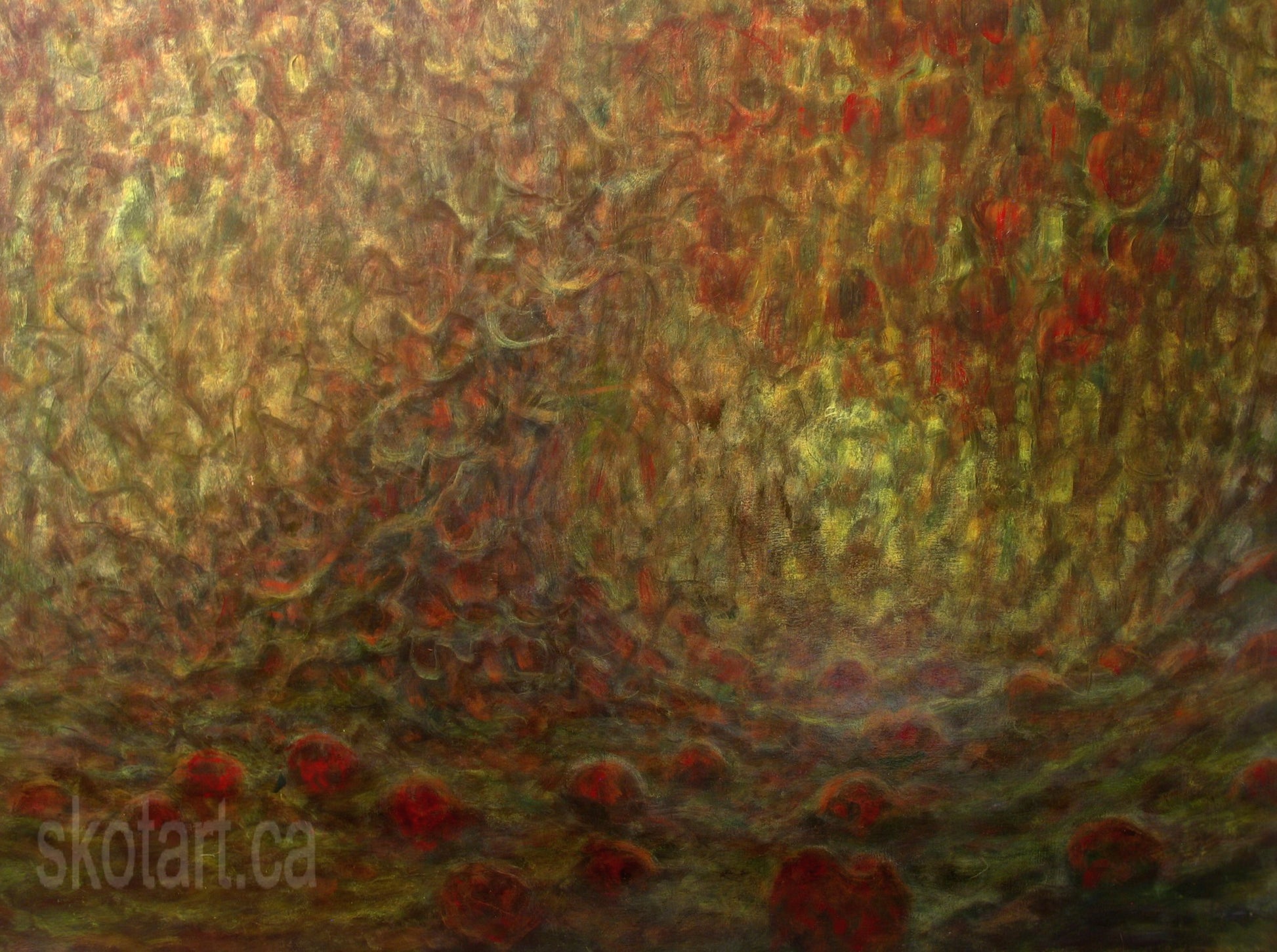 landscape painting, art  orchard, fruit tree, skotart, skot, skotmacdougall