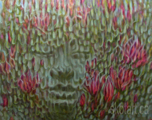 Magnolia Buddha artwork painting by skotart.ca