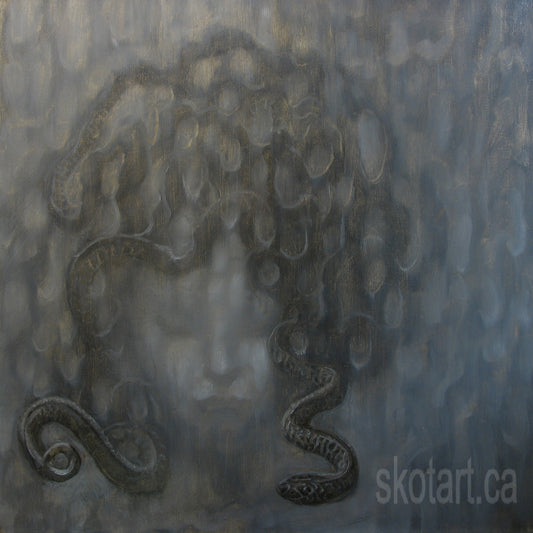 Medusa snakes, artwork painting skotart.ca skotmacdougall.com, skot.ca
