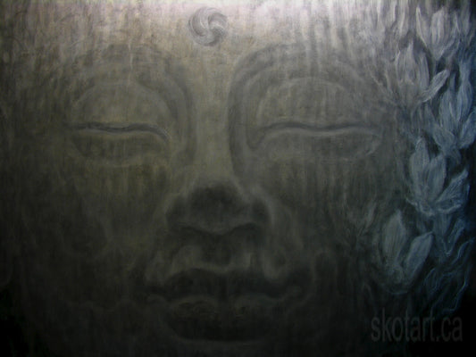 Stone Buddha III Painting,artwork,skotart.ca,skot.ca